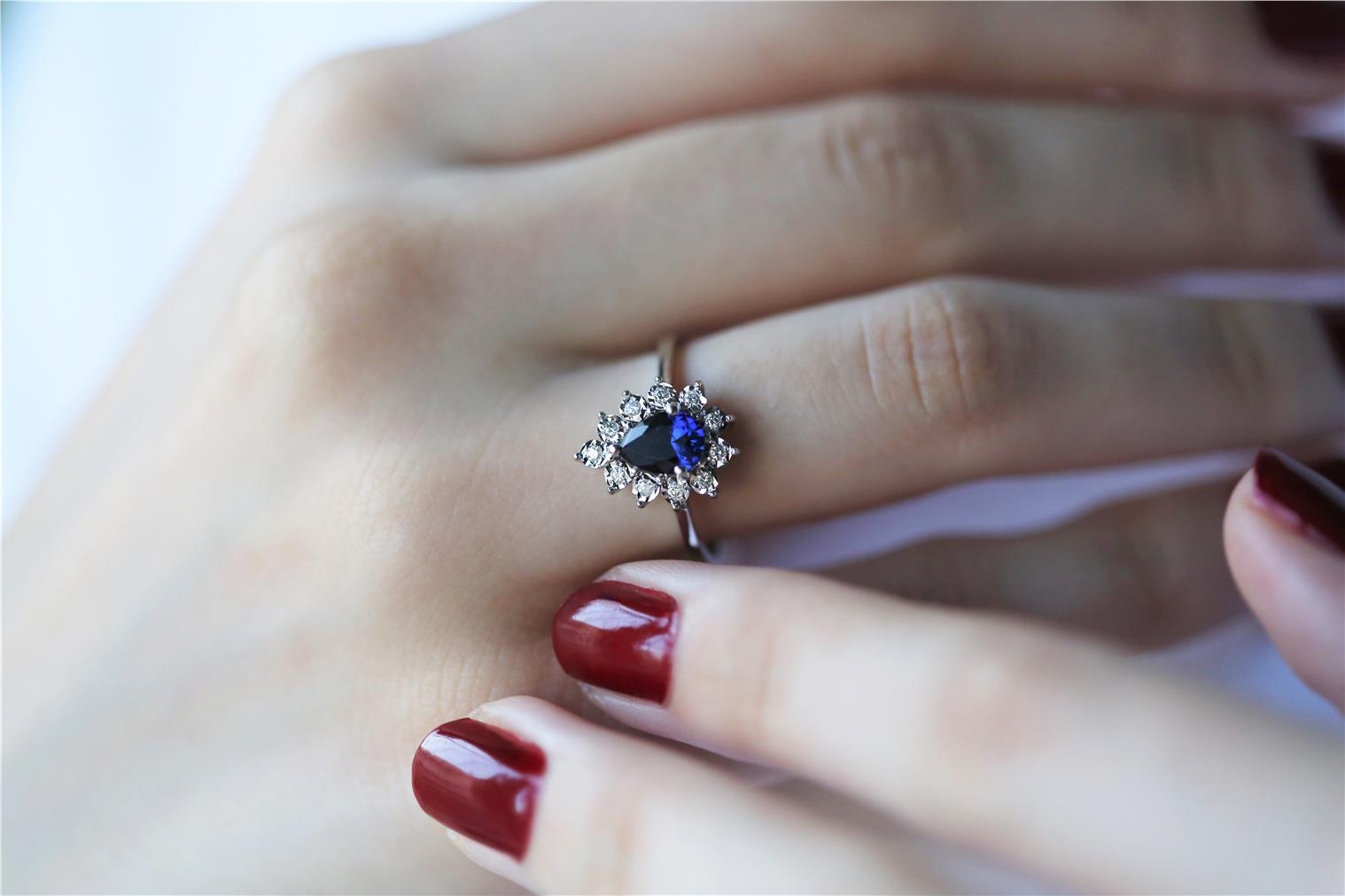 0,92 Karat Safir Pırlanta Yüzük