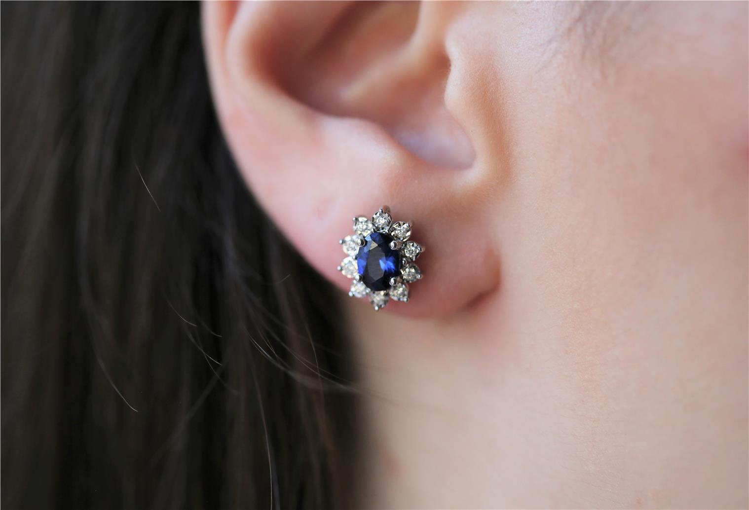 1,98 Karat Safir Pırlanta Küpe