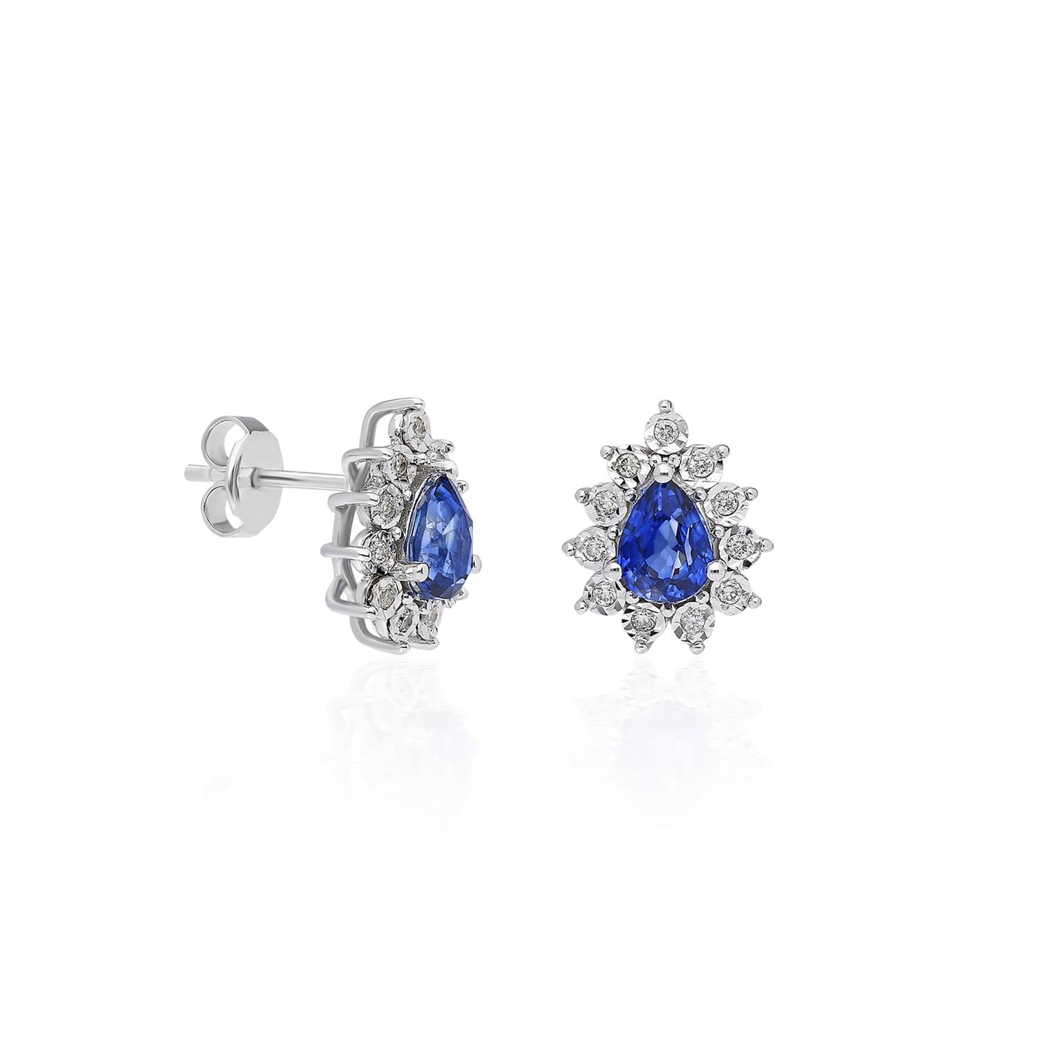 2,18 Karat Safir Pırlanta Küpe