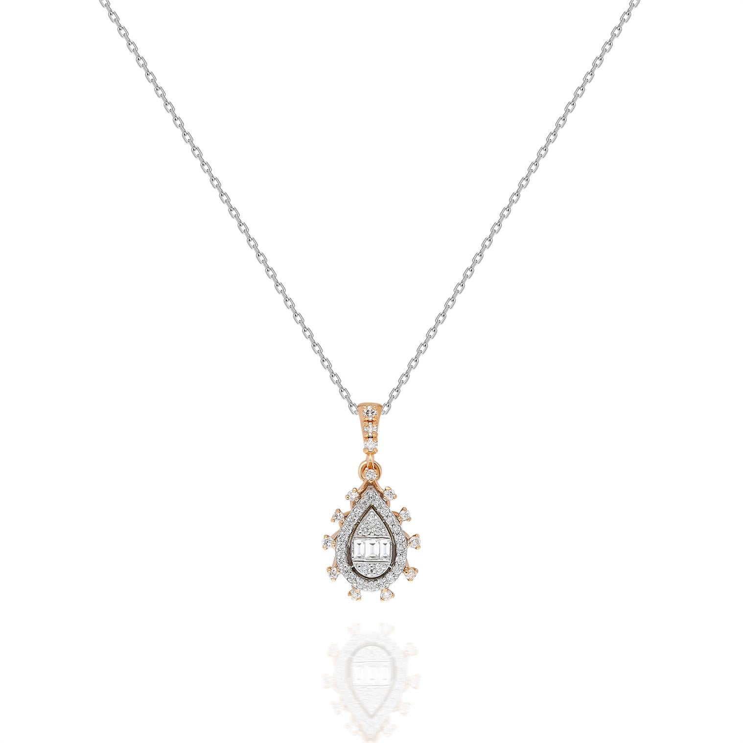 0,25 Karat Baget Pırlanta Kolye