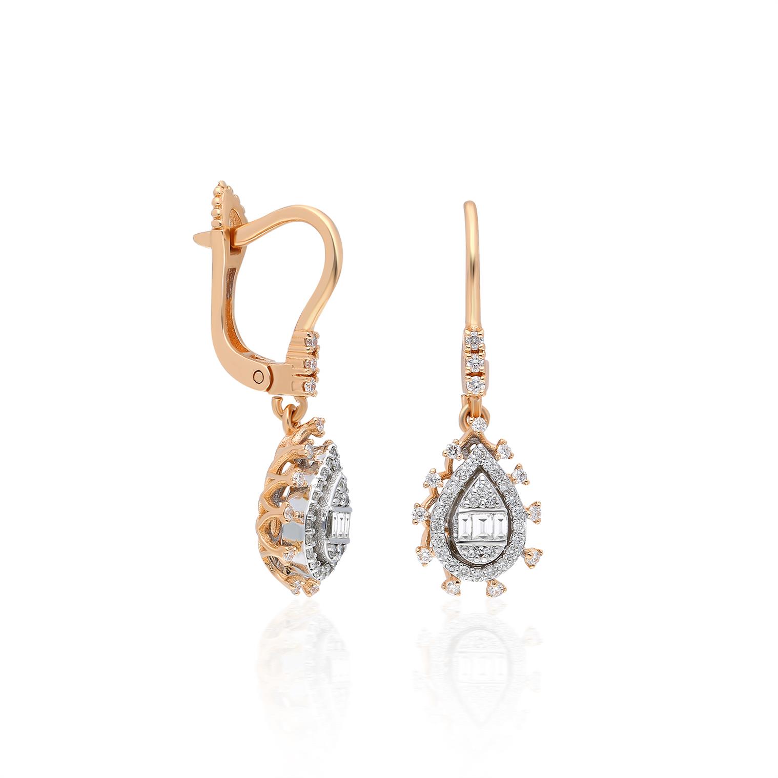 0,48 Karat Baget Pırlanta Küpe