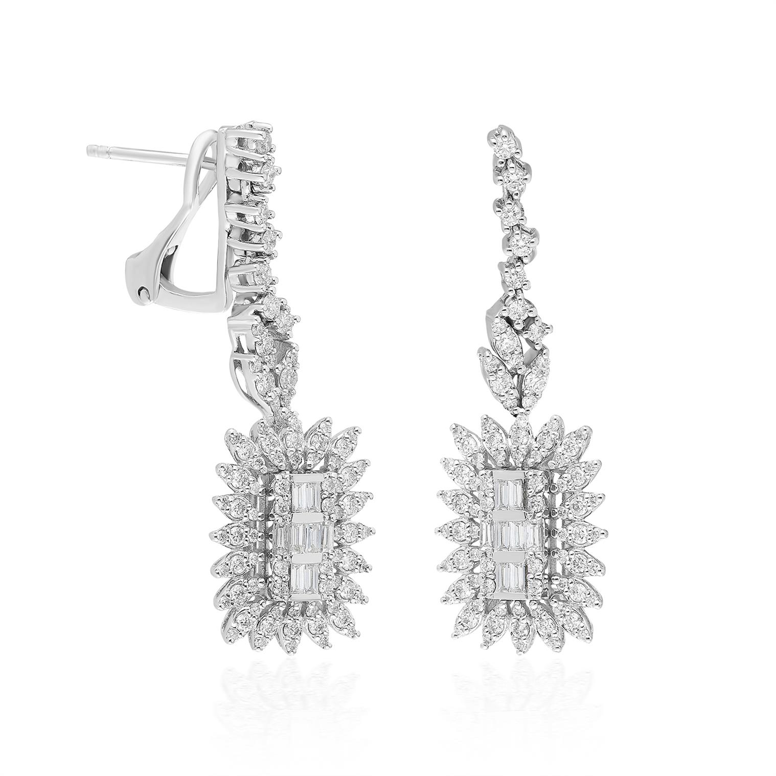 1,46 Karat Baget Pırlanta Küpe