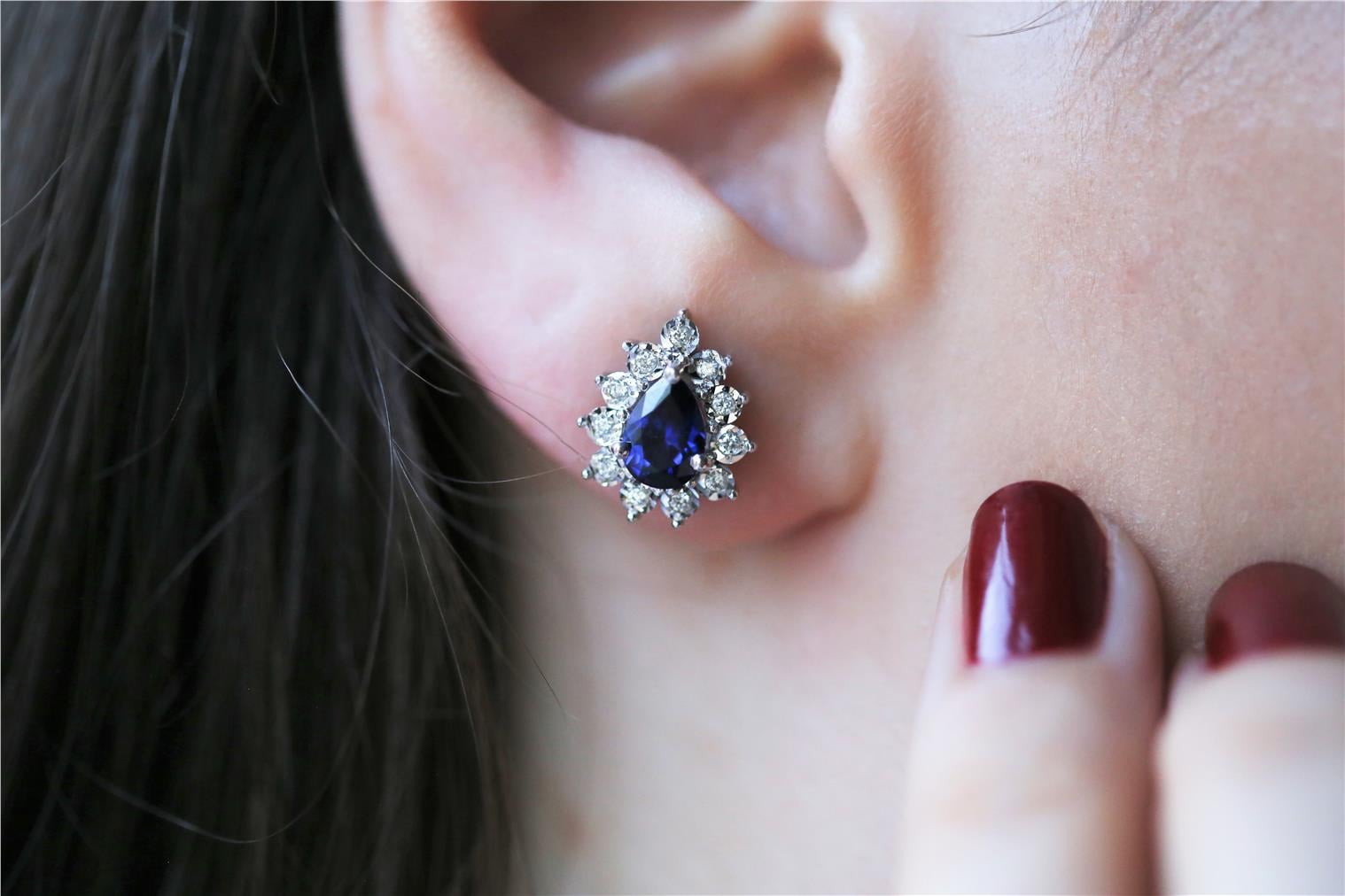 1,89 Karat Safir Pırlanta Küpe