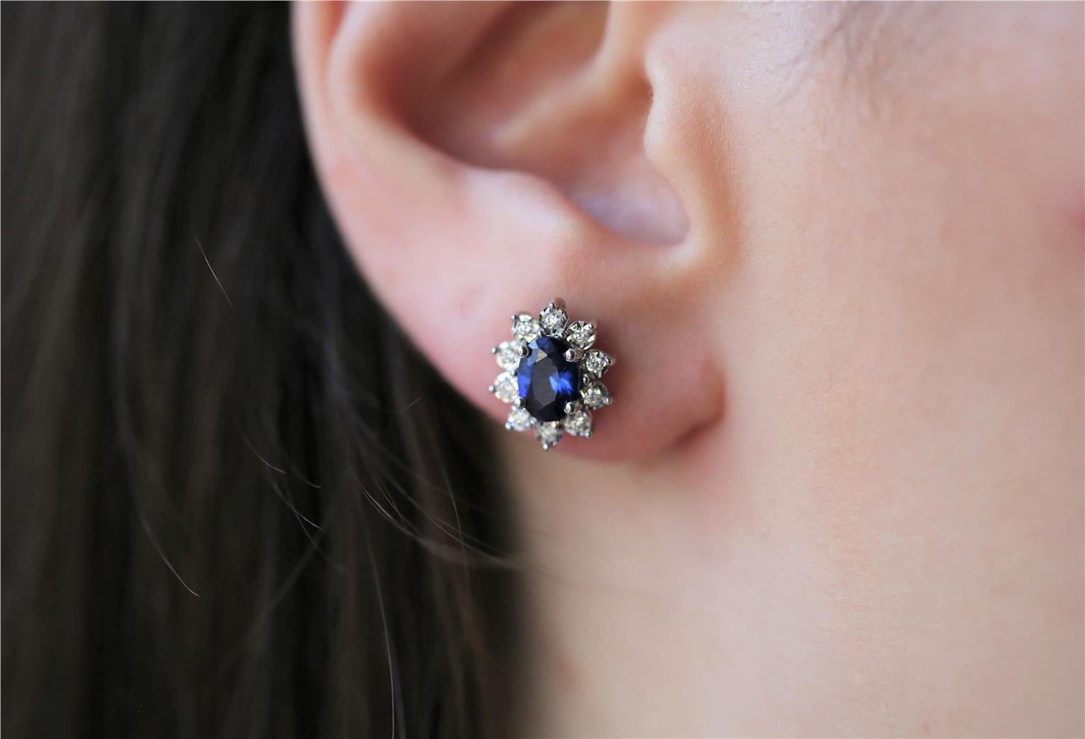 1,98 Karat Safir Pırlanta Küpe