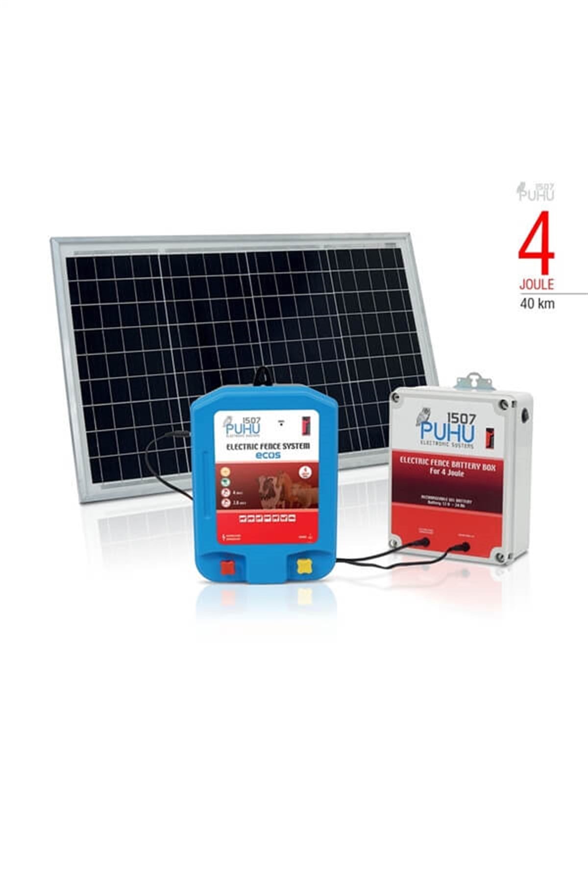 Ecos Güneş Enerjili Elektrikli Çit Cihazı (4 Joule) (40W Panel+12V/24Ah Jel Akü)