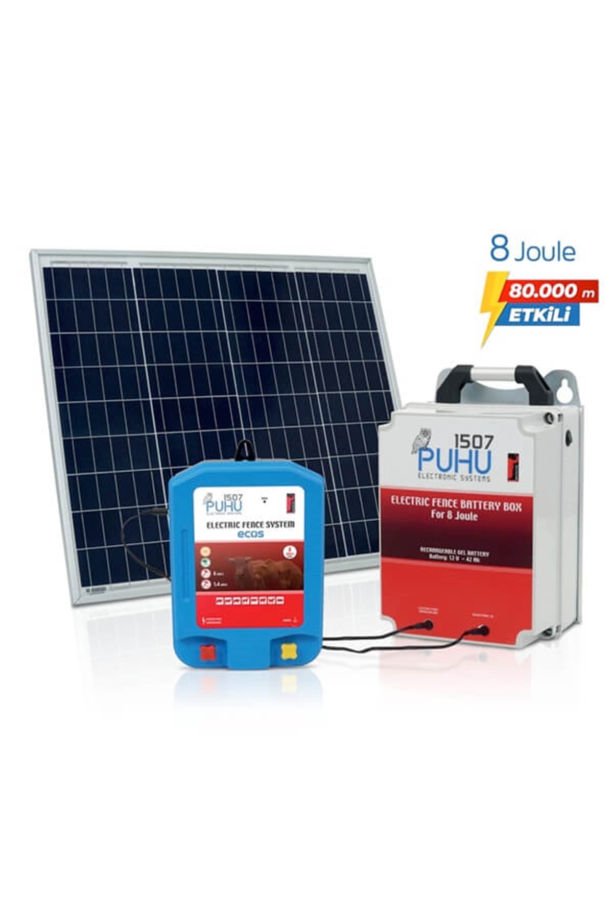 Ecos Güneş Enerjili Elektrikli Çit Cihazı (8 Joule) (60W Panel+12V/42Ah Jel Akü)