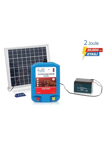 Ecos Eko Güneş Enerjili Elektrikli Çit Cihazı (2 Joule) (20W Panel+12V/14Ah Jel Akü)