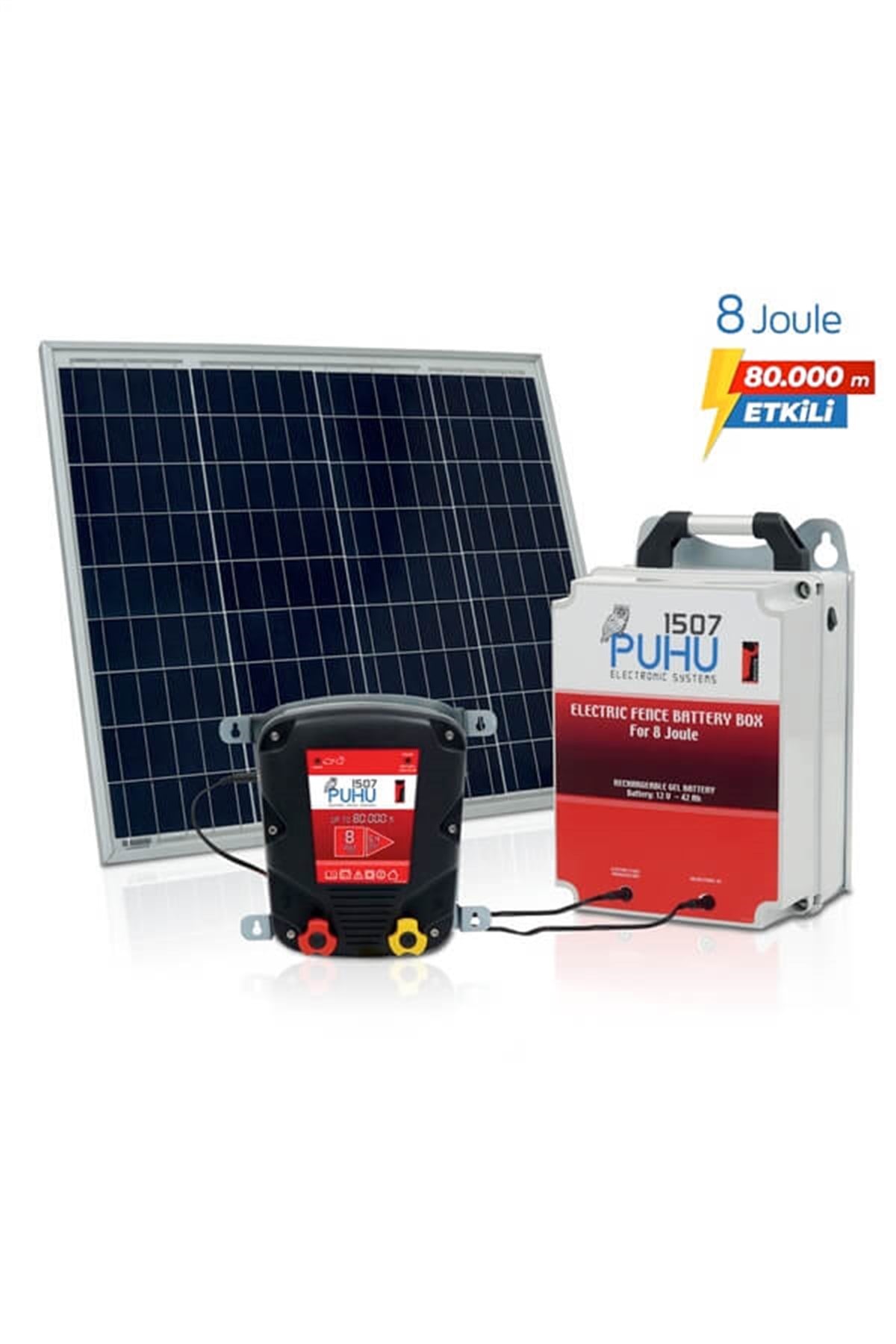 Güneş Enerjili Elektrikli Çit Cihazı (8 Joule) (60W Panel+12V/42Ah Jel Akü)