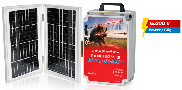PUHU1507PUHU COMPACT BASIC Güneş Enerjili Elektrikli Çit Cihazı (20 W) (15000 Volt = 20.000 m)