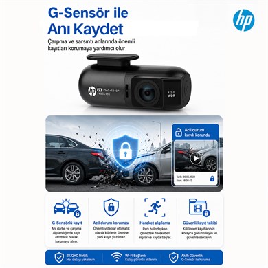 HP F485s Pro 2K Araç İçi Wi-fi Kamera