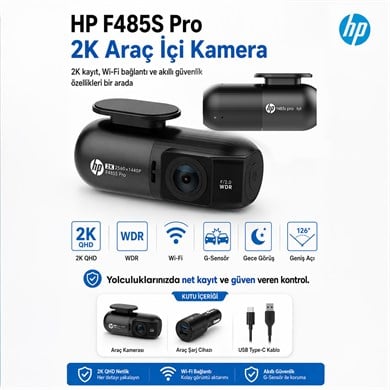 HP F485s Pro 2K Araç İçi Wi-fi Kamera