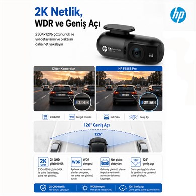 HP F485s Pro 2K Araç İçi Wi-fi Kamera