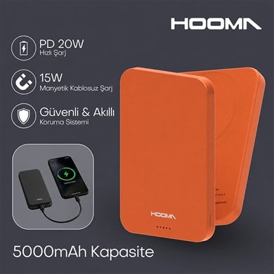 Hooma Magpulse 5 Slim 5000 mAh Powerbank Turuncu