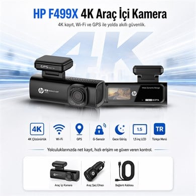 HP F499x 4K Araç İçi Lcd Ekran Wi-fi Kamera