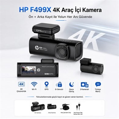 HP F499x 4K Araç İçi Ön & Arka Lcd Ekran Wi-fi Kamera