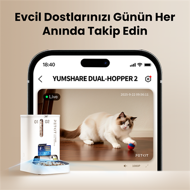 Petkit Yumshare Kameralı Çift Hazneli Akıllı Mama Kabı 2