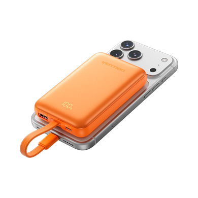 Vention 10000mAh 22,5W Powerbank Manyetik Kablosuz Şarj (USB-C + USB-C/USB-A/Kablosuz) Dahili Askı Kablolu Truncu - FKQ