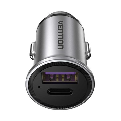 Vention 30W Çift Portlu USB A+C (30W+30W) Alüminyum Gövdeli Hızlı Araç Şarj Cihazı Siyah - FFFH0