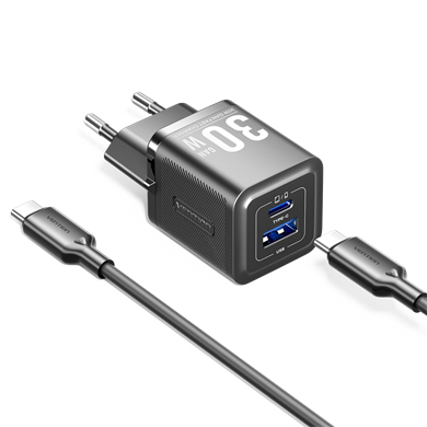 Vention 30W Gan Çift Çıkışlı Adaptör Seti TZ-FEQ Siyah