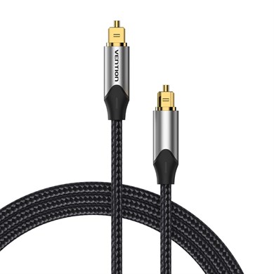 Vention Dijital Optik Fiber Ses Kablosu Toslink SPDIF Pamuk Örgülü Alüminyum Alaşım Gri 2m - BAV