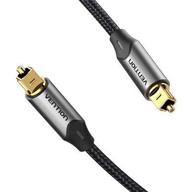 Vention Dijital Optik Fiber Ses Kablosu Toslink SPDIF Pamuk Örgülü Alüminyum Alaşım Gri 2m - BAV