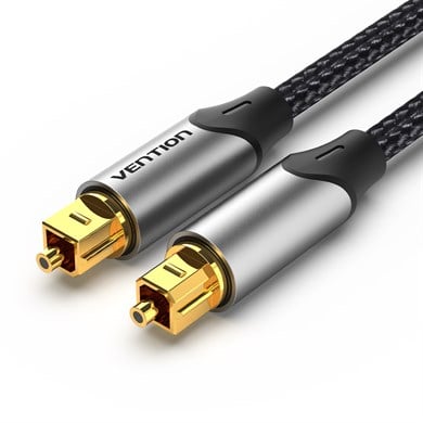 Vention Dijital Optik Fiber Ses Kablosu Toslink SPDIF Pamuk Örgülü Alüminyum Alaşım Gri 2m - BAV