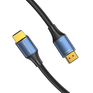 Vention HDMI 2,1 Kablo 8K 60Hz 4K 120Hz 48Gbps Pamuk Örgülü Alüminyum Alaşım Mavi 2m - ALG