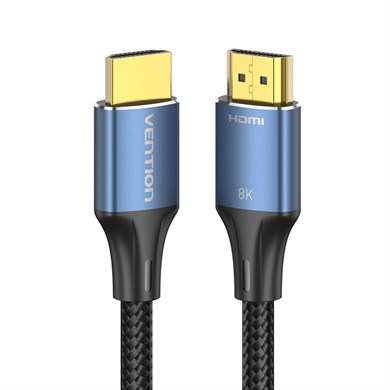 Vention HDMI 2,1 Kablo 8K 60Hz 4K 120Hz 48Gbps Pamuk Örgülü Alüminyum Alaşım Mavi 2m - ALG