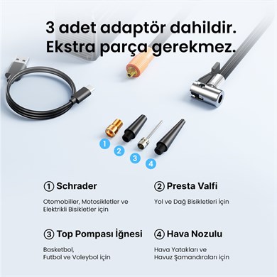 Vention Taşınabilir Bataryalı ve Çok Fonkisiyonlu Oto Hava Pompası - KRZ