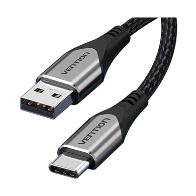 Vention USB 2,0 Type-A - Type-C 3A 60W Pamuk Örgülü Hızlı Şarj ve Data Kablosu 1m Gri - COD