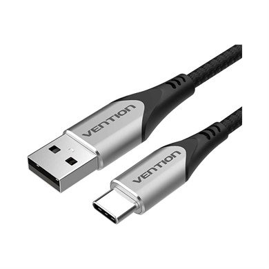 Vention USB 2,0 Type-A - Type-C 3A 60W Pamuk Örgülü Hızlı Şarj ve Data Kablosu 1m Gri - COD