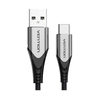Vention USB 2,0 Type-A - Type-C 3A 60W Pamuk Örgülü Hızlı Şarj ve Data Kablosu 1m Gri - COD