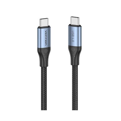 Vention USB 4.0 Tip-C 240W 5A Ultra Hızlı Şarj ve 8K Görüntü Aktarım Kablosu Pamuk Örgülü 1m Gri - TAV