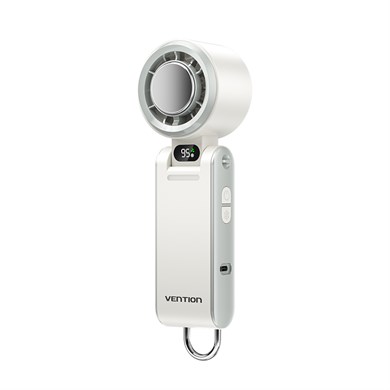 Vention USB 5V Yüksek Hızlı Şarjlı El Fanı, Süperiletken Metal Soğutma Panelli, 13000 RPM Turbofan, 100 Kademeli Ayarlanabilir Hız, Beyaz LED Ekranlı, 180° Katlanabilir Taşınabilir El Vantilatörü, Beyaz - PBC