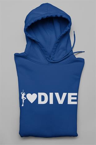 I Love Dive Tasarım Hoodie