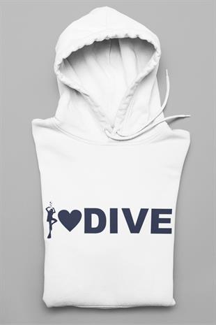 I Love Dive Tasarım Hoodie