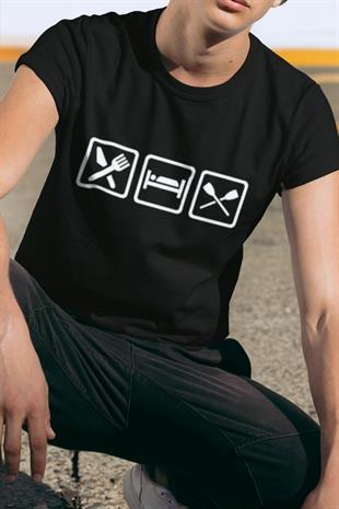 Kürek Sporu Severlerin Rutin Hayatı Tasarım T-shirt