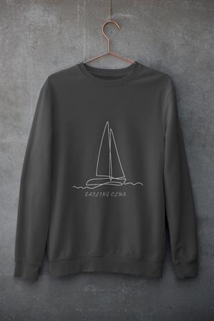 Sailing Çizgi Tasarım Sweatshirt