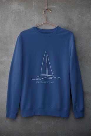 Sailing Çizgi Tasarım Sweatshirt