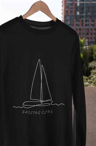 Yelken Çizgi Tasarım Uzunkol T-shirt