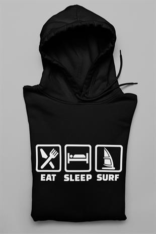 Yemek - Uyku - Sörf Tasarım Hoodie
