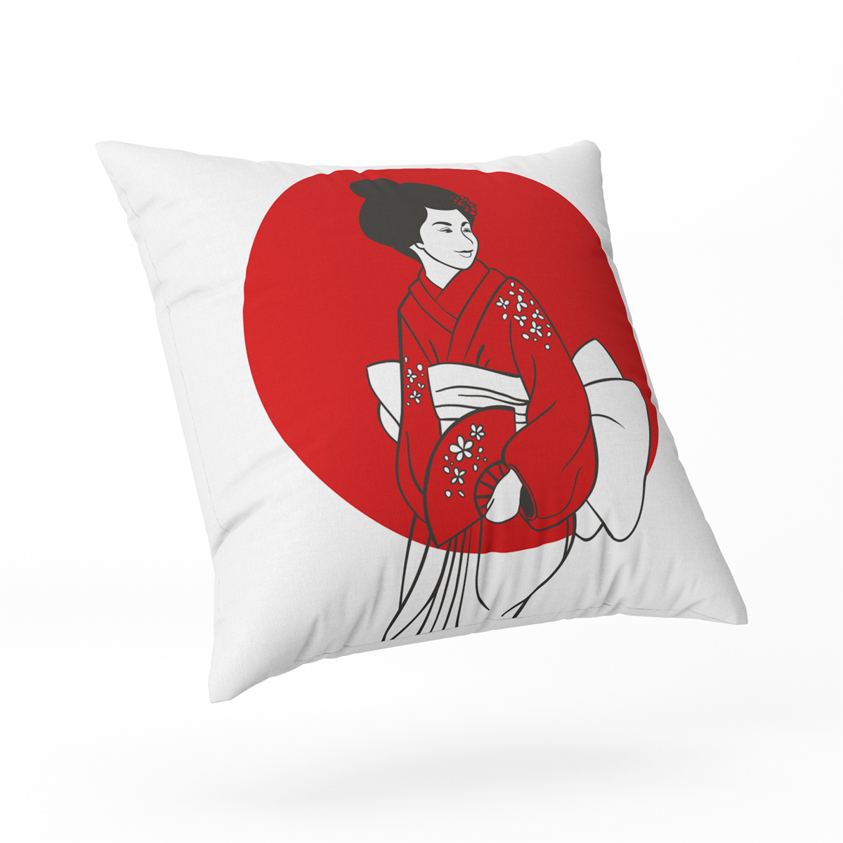 Dekoratif Japonya Kırmızı Dijital Baskılı Yastık Kırlent Kılıfı 40x40cm