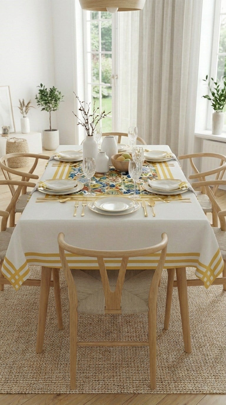 Dijital Baskı Turunç Desenli Masa Örtüsü 140x180cmSamimi bir yemek, aile içinde hoş bir akşam masanıza uyacak masa örtüleri ve runner'lar