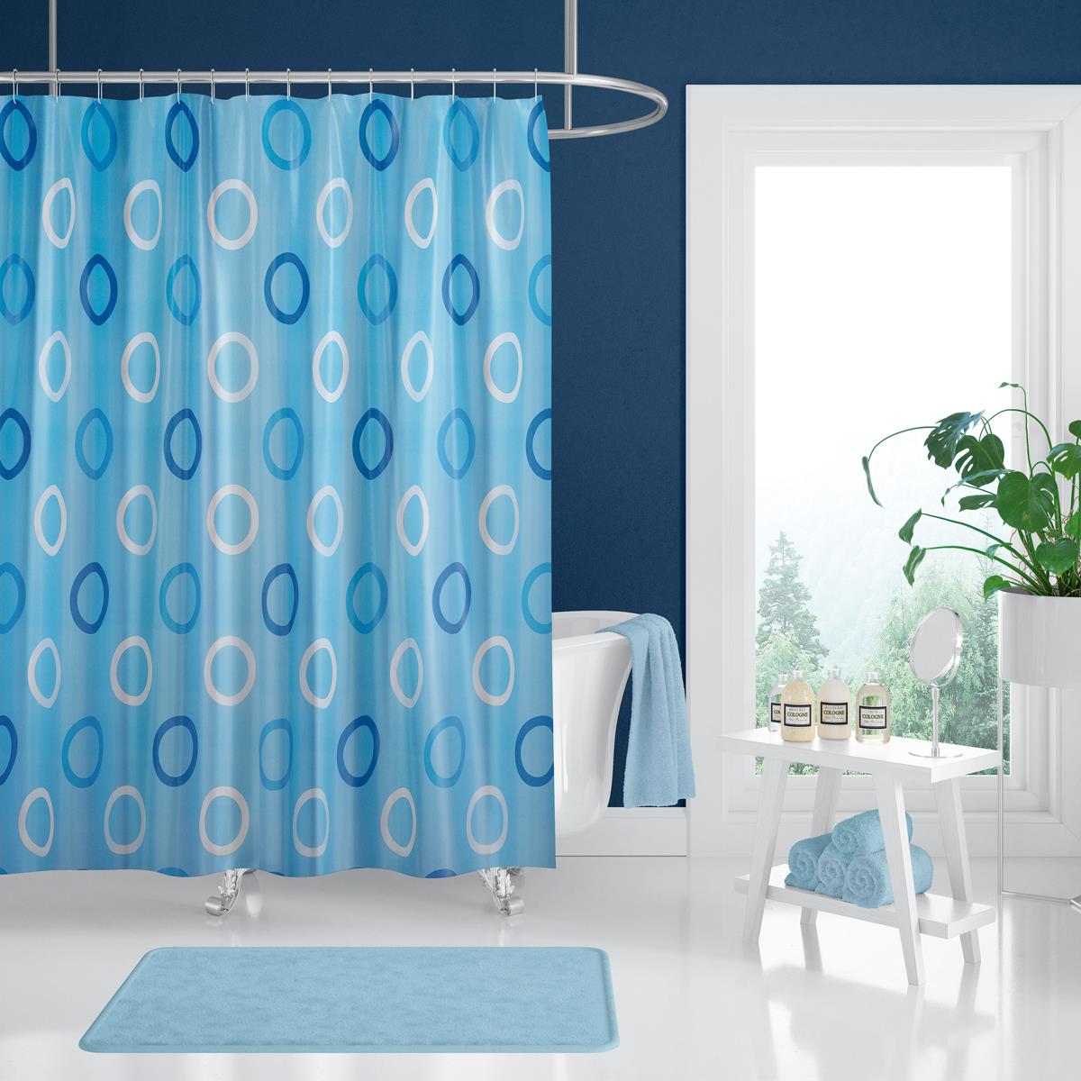 Halka Desenli Mavi Banyo Perdesi 180x200 cm Su Geçirmez C Halka Hediyeli Duş PerdesiSamimi bir yemek, aile içinde hoş bir akşam masanıza uyacak masa örtüleri ve runner'lar