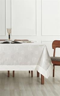 Bordürlü Yaprak Desen Masa Örtüsü KremUygun fiyatlı üreticiden toptan masa örtüsü runner setleri 