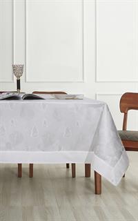 Bordürlü Yaprak Desen Masa Örtüsü BeyazUygun fiyatlı üreticiden toptan masa örtüsü runner setleri 