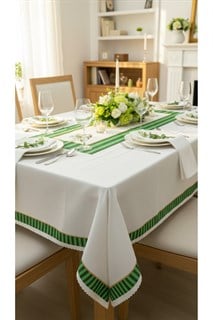 Yeşil Kuş Desenli Masaörtüsü 140x180cmSamimi bir yemek, aile içinde hoş bir akşam masanıza uyacak masa örtüleri ve runner'lar