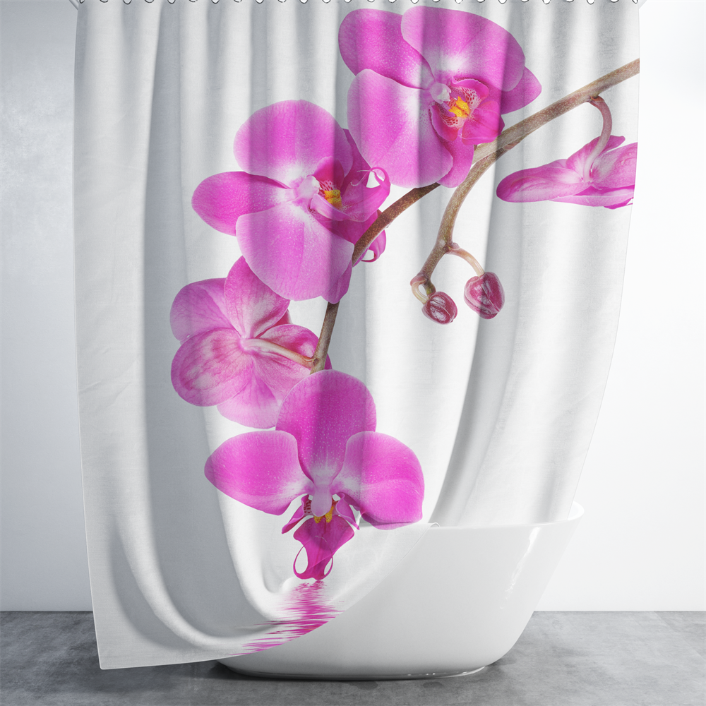 Banyo Perdesi Orkide Çiçek Desen Duş Perdesi Baskılı Su Geçirmez Polyester  Kumaş Banyo PerdesiToptan veya Perakende Banyo Perdeleri ,Toptan Duş Perdesi,  Toptan Banyo Perde ve Borusu uygun fiyatlı Toptan banyo borusu banyo