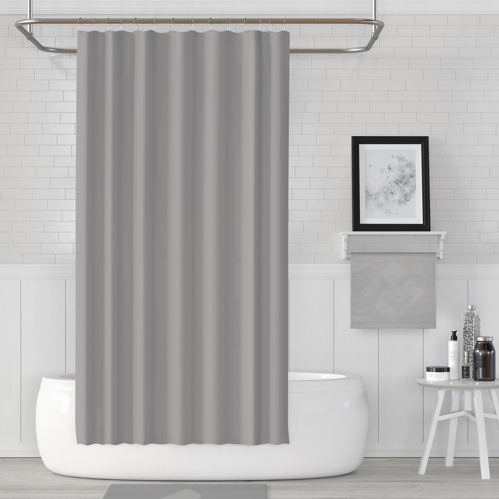 Duş Perdesi Çift Kanat 2x120x200cm Gri Renk Banyo Perdesi 16 Adet C Halka Hediyeli