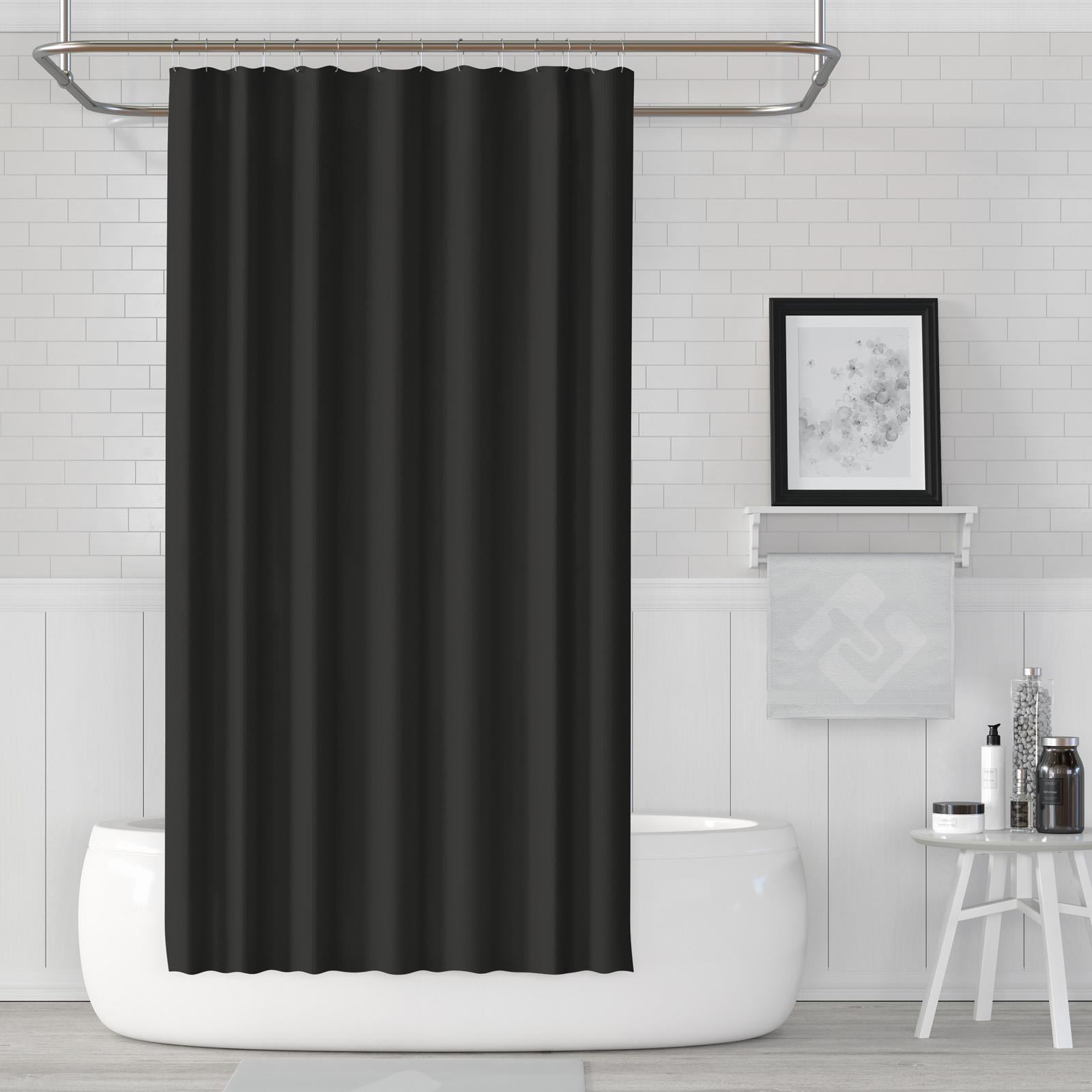 Duş Perdesi Çift Kanat 2x120x200cm Siyah Renk Banyo Perdesi 16 Adet C Halka Hediyeli
